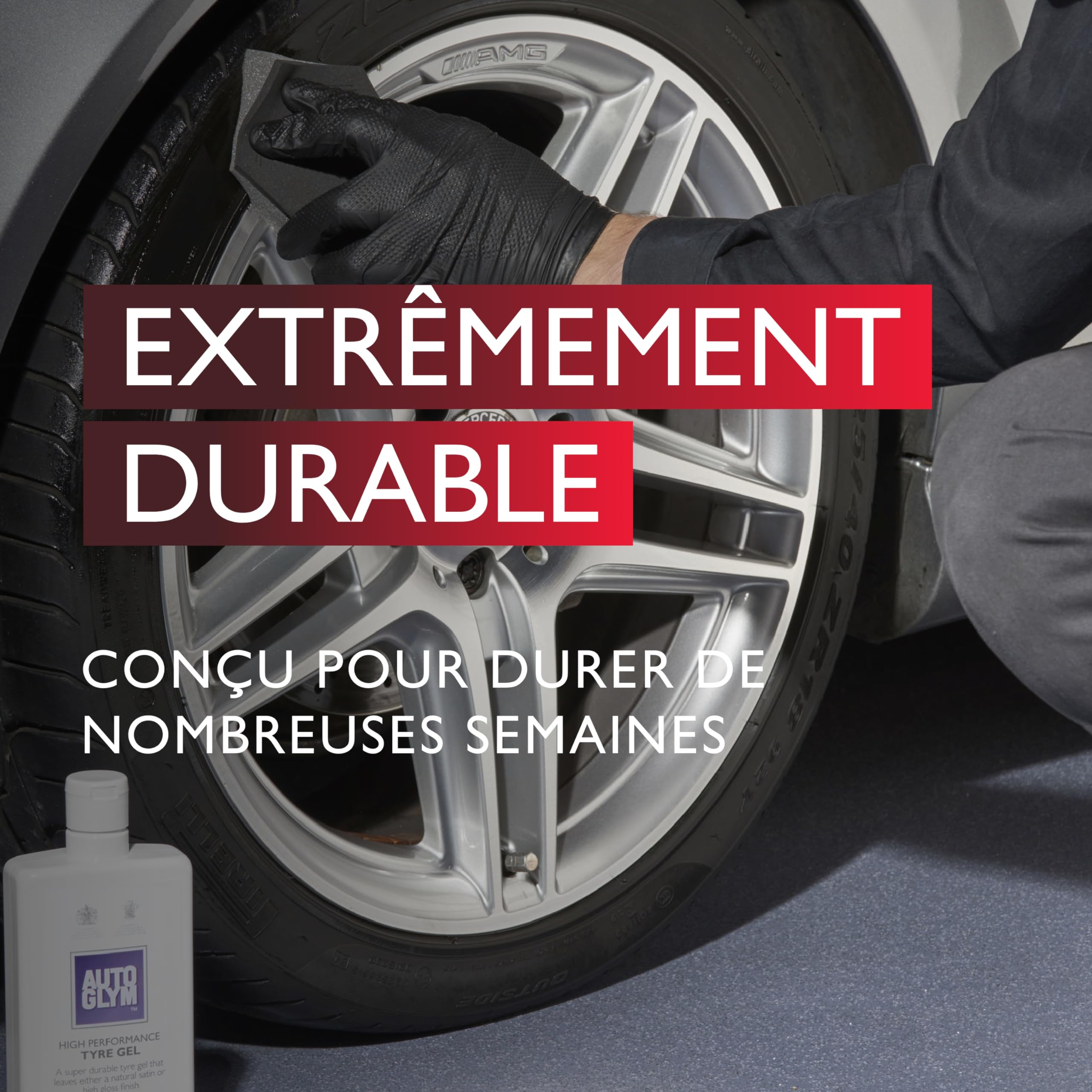 Autoglym High Performance Tyre Gel (Gel Rénovateur pour Pneus) - Gel sans Rinçage pour Une Finition Brillante ou Satinée Naturelle - 500ml