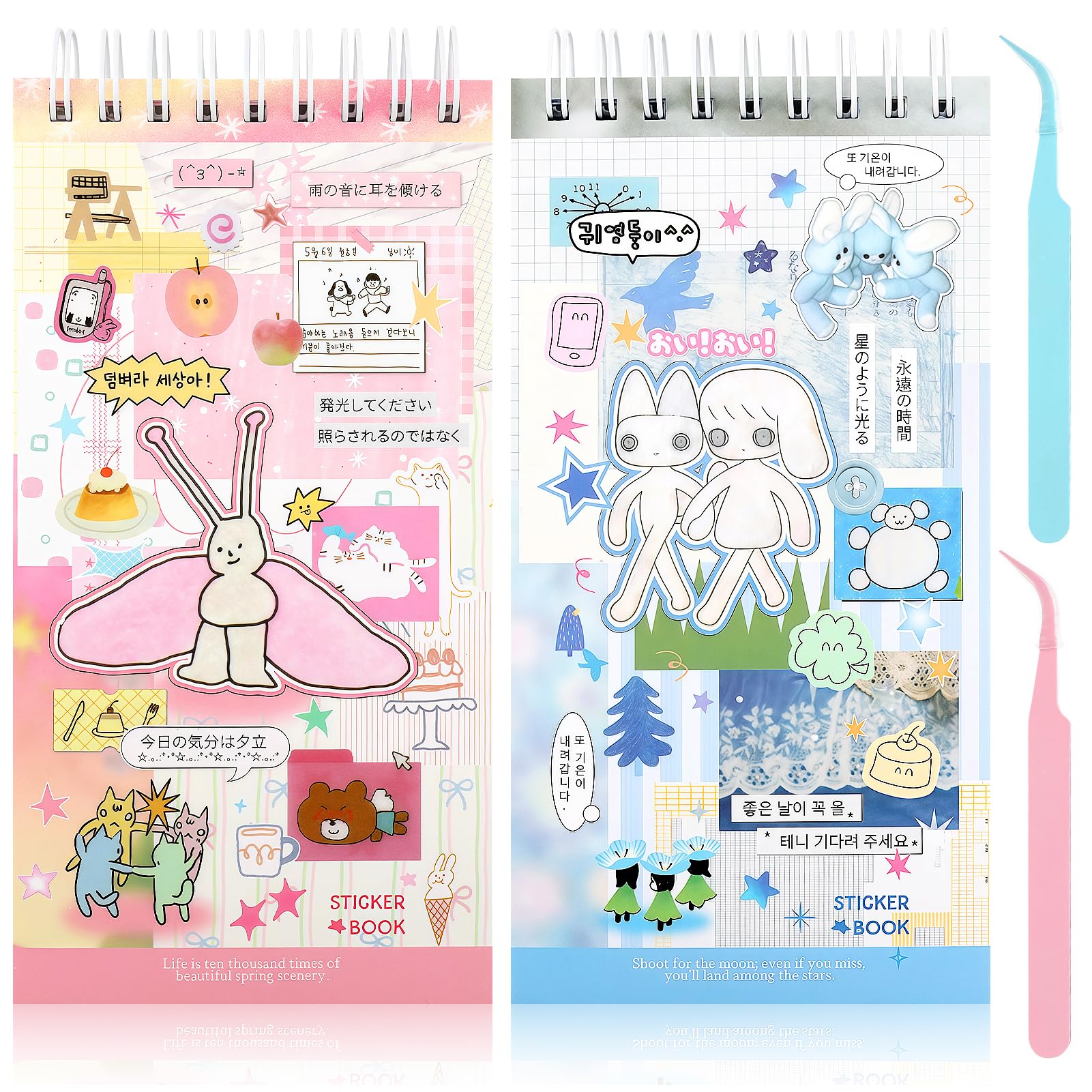 Livre d'autocollants japonais et coréens pour personnaliser vos agendas et carnets de notes