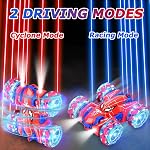 Spider Remote Control Cars for Kids, BoysToys RC Stunt Cars 360°Rotating 4WD Double Sided 2.4Ghz Remote Car with Cool Lights Rechargeable Gifts for Boy Age 3 4 5 6 7 8 9