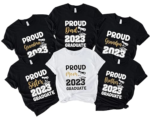 Proud Family 2023 Graduate Shirts Graduation Class 2023 Gold Squad T-Shirts Proud Mom Dad Sister Brother Graduate Tees Custom Shirt, Golden