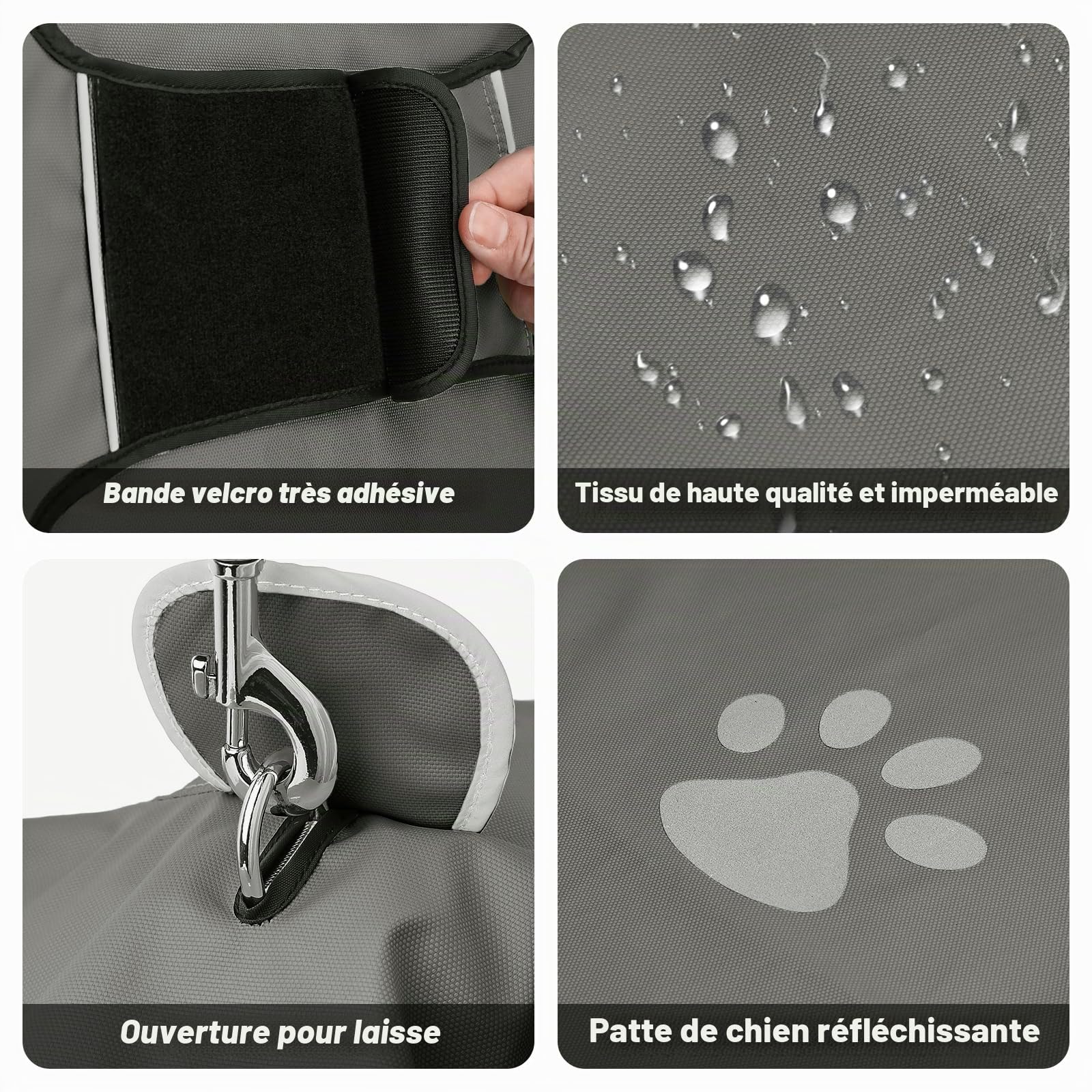 Manteau de Pluie pour Chien 100% Étanche et Coupe-Vent DQGHQME Impermeable Réglable avec Capuchon pour Chien de Taille L