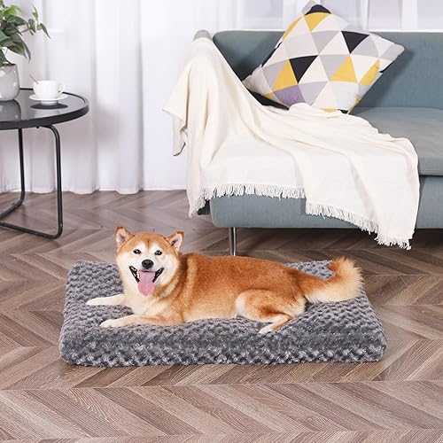 Miniatura 7 de Bedfolks Cama de felpa para perros, cama lavable para perros grandes, mullida y cómoda, con parte inferior antideslizante para un sueño cómodo, 35 x