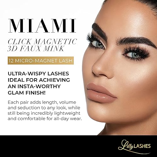 Miniatura 4 de Lilly Lashes Pestañas magnéticas Click - Pestañas postizas magnéticas de visón sintético de Miami para un aspecto natural - Pestañas postizas,