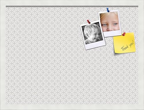 Miniatura 128 de PinPix Tablero de anuncios de corcho de 12 x 12 pulgadas. Este tablero decorativo enmarcado viene con diseño de círculos B W y un marco blanco