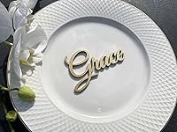 Vista 4 de Tarjetas de lugar de boda Tarjetas de nombre de lugar personalizadas Tarjeta de lugar de cena personalizada Tarjeta de acompañante de madera