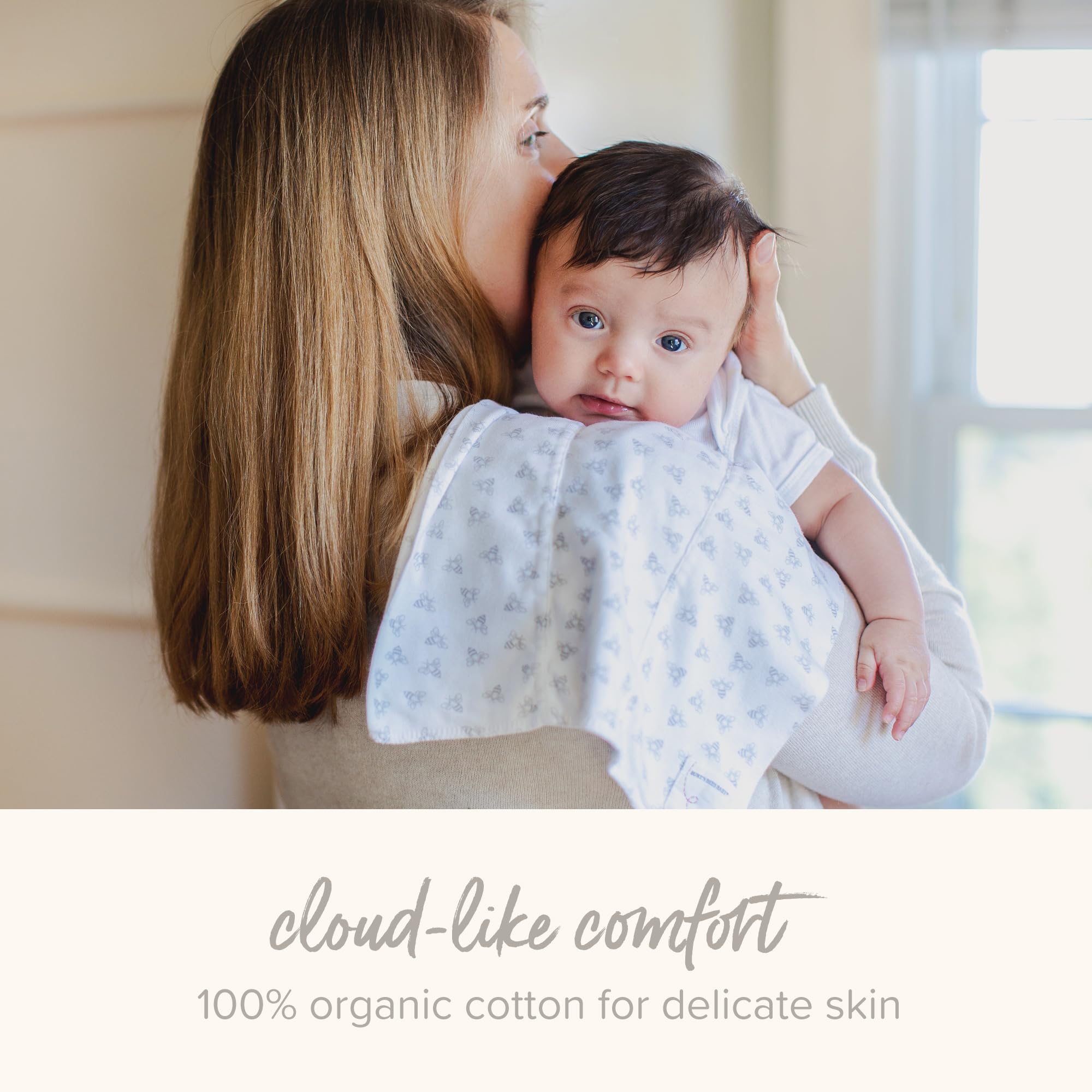 Burt's Bees Baby Lätzchen für Säuglinge, 100% Bio-Baumwolle, extra saugfähig und weich, unverzichtbar für Neugeborene, Einheitsgröße, 43,2 x 29 cm, 5 Stück