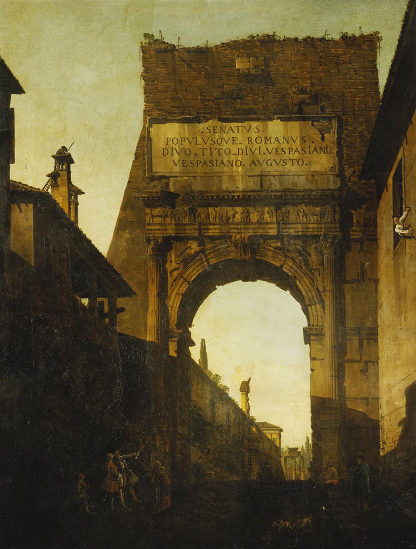 SERENDIPITP Vintage Picture Print on Canvas Wall Art Poster the Arch of Tituswith the Wall and Gate of the Farnese Gardens by Bernardo Bellotto Artwork Print Poster for Wall Decor 60x90cm