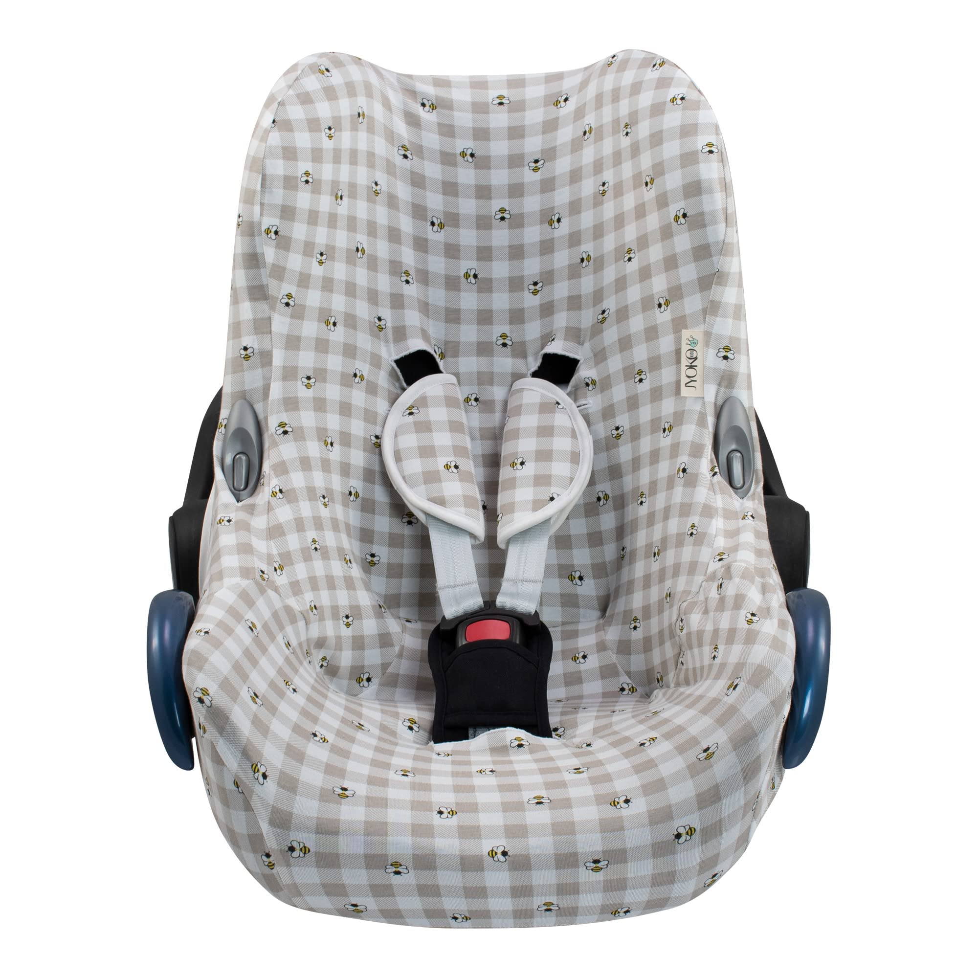 JYOKO KIDS Funda de algodón para silla de coche compatible con Maxi Cosi Cabriofix, Portabebe gr 0 (Picnic Vichy)
