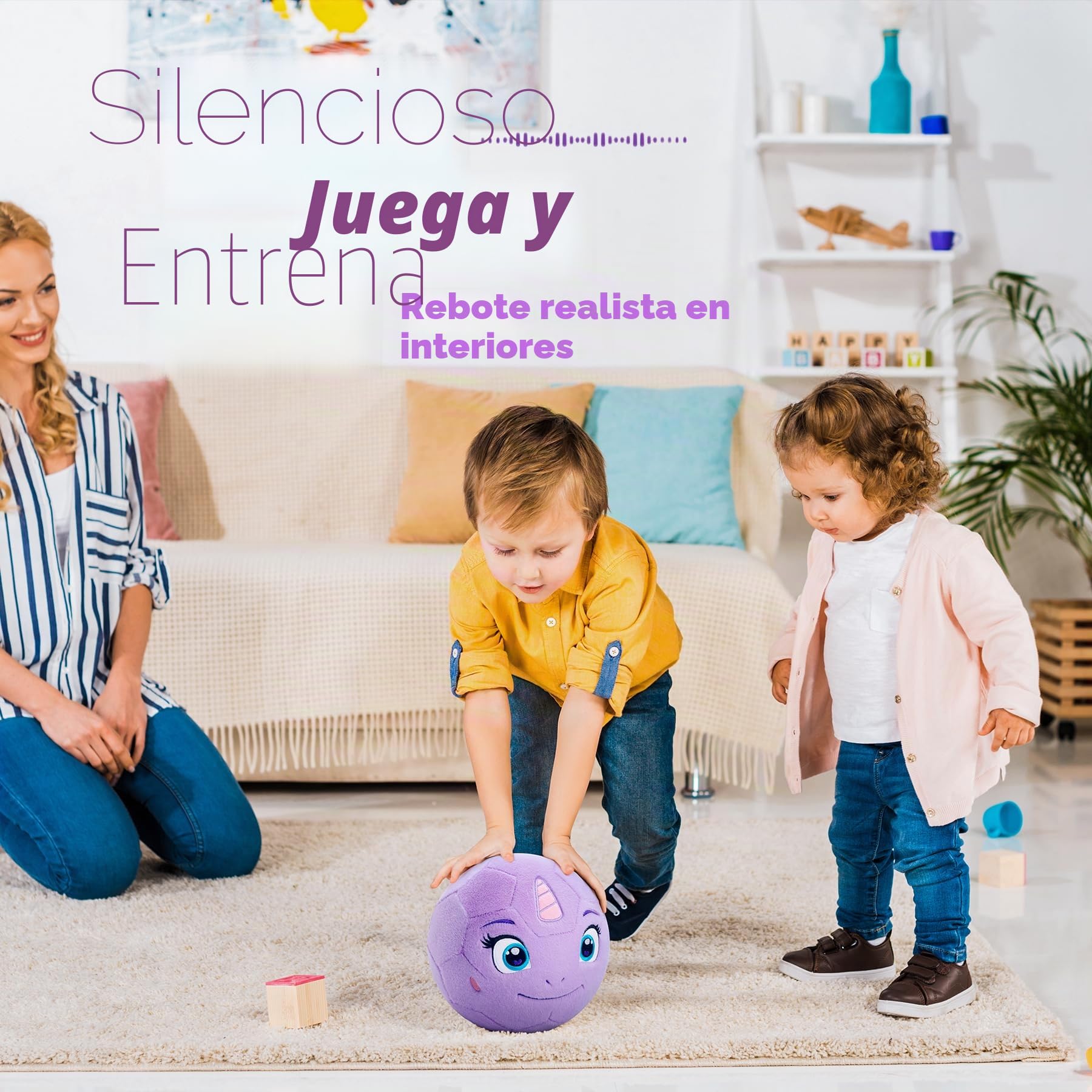 VangeBow Pelotas de fútbol silenciosas para interiores para niños pequeños de 1 a 3 años, inflables, suaves, de peluche, juguetes para niños de 3 a 5 años, regalo de primer cumpleaños