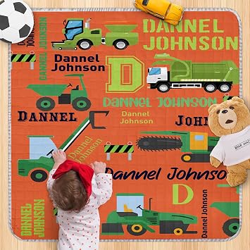 Personalized Baby Playmat with Name - Personalized Baby Playmat - Orange Washable Baby Play Mat Portable Playmat for Babies, Foldable Toddler Playpen Mat Non-Slip Baby Mat43"x 43"