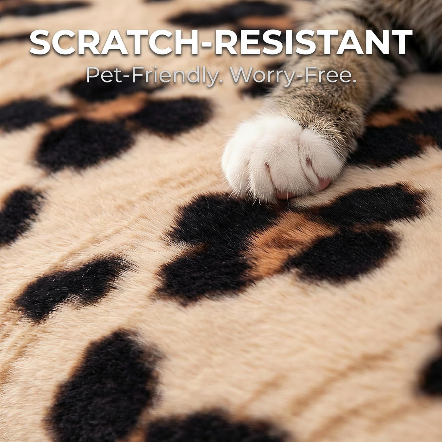 Luxury Extra Wide Faux Rabbit Fur Sofa Cover - Thick Plush Pet Couch Protector with Wavy Edge, Anti-Slip Silicone Backing, Washable Winter Pad (Vintage Leopard, 36" x 63" (Loveseat / 2-Seater))