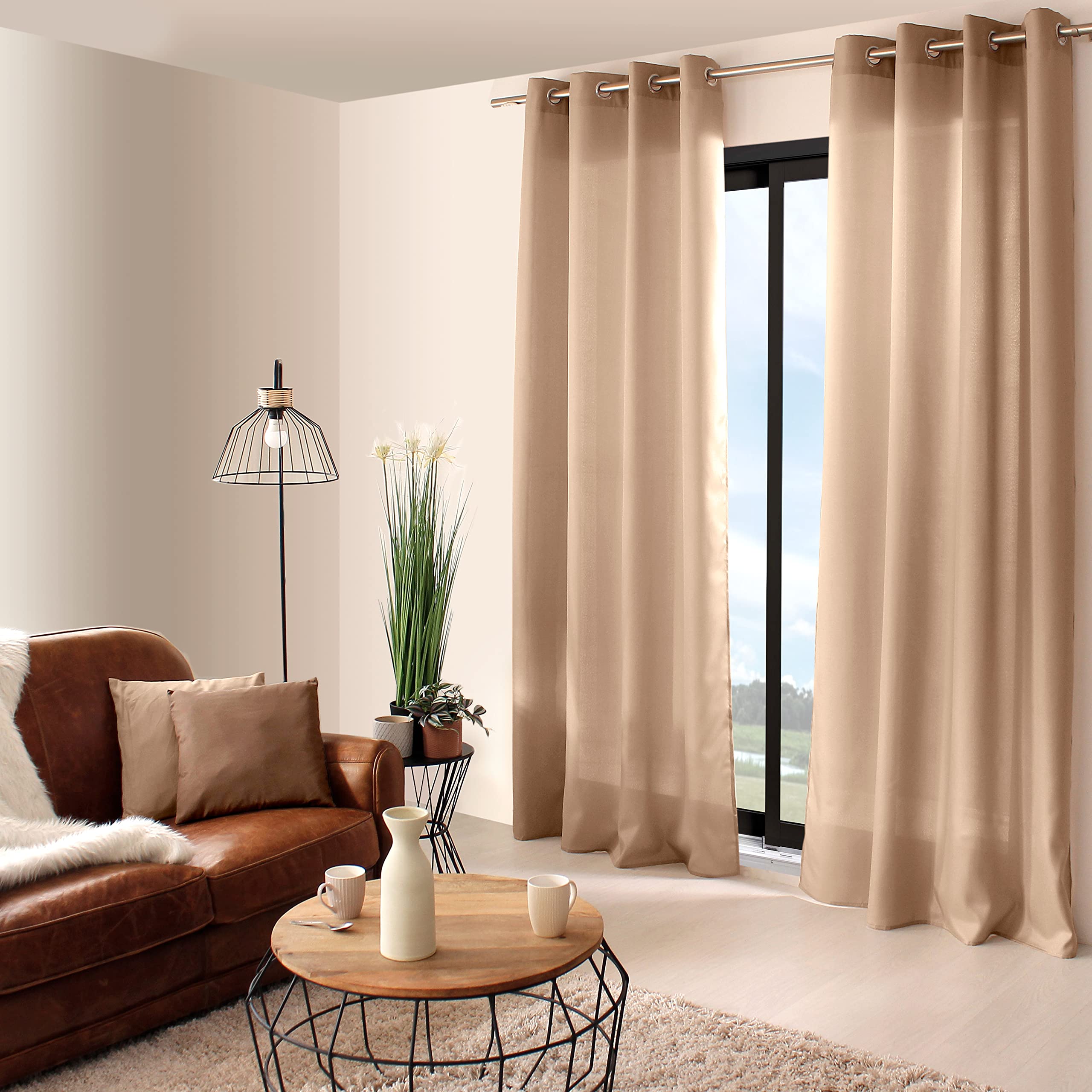 Enjoy Home Bachette 2015NA140240 Polyester Curtain with 8 Eyelets 140 x 240 cm Natural, 240x140 cm