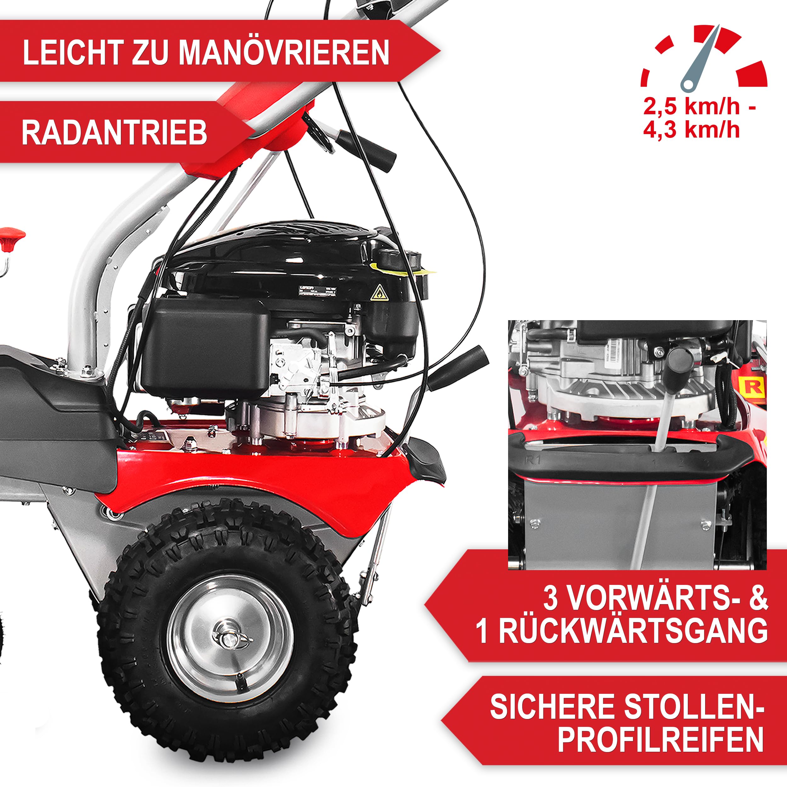 ONBEST Benzin Kehrmaschine 100 cm – mit Auffangbox & Schneeschild | 196 cm³ Motor, TÜV Rheinland geprüft, GS-Zertifikat – für große Außenflächen, Schmutz und Schneeräumen