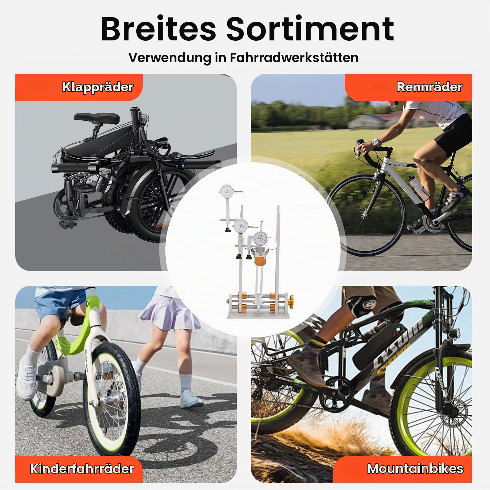 Zentrierständer Fahrrad Rad Tuning Repair Tool Kit Fahrrad-Rad-Zentrierständer Mit Messuhr Fahrrad-Rad-Ausrichtungs-Reparaturwerkzeug Für 10-29" Laufräder Schnellspanner Und Steckachse