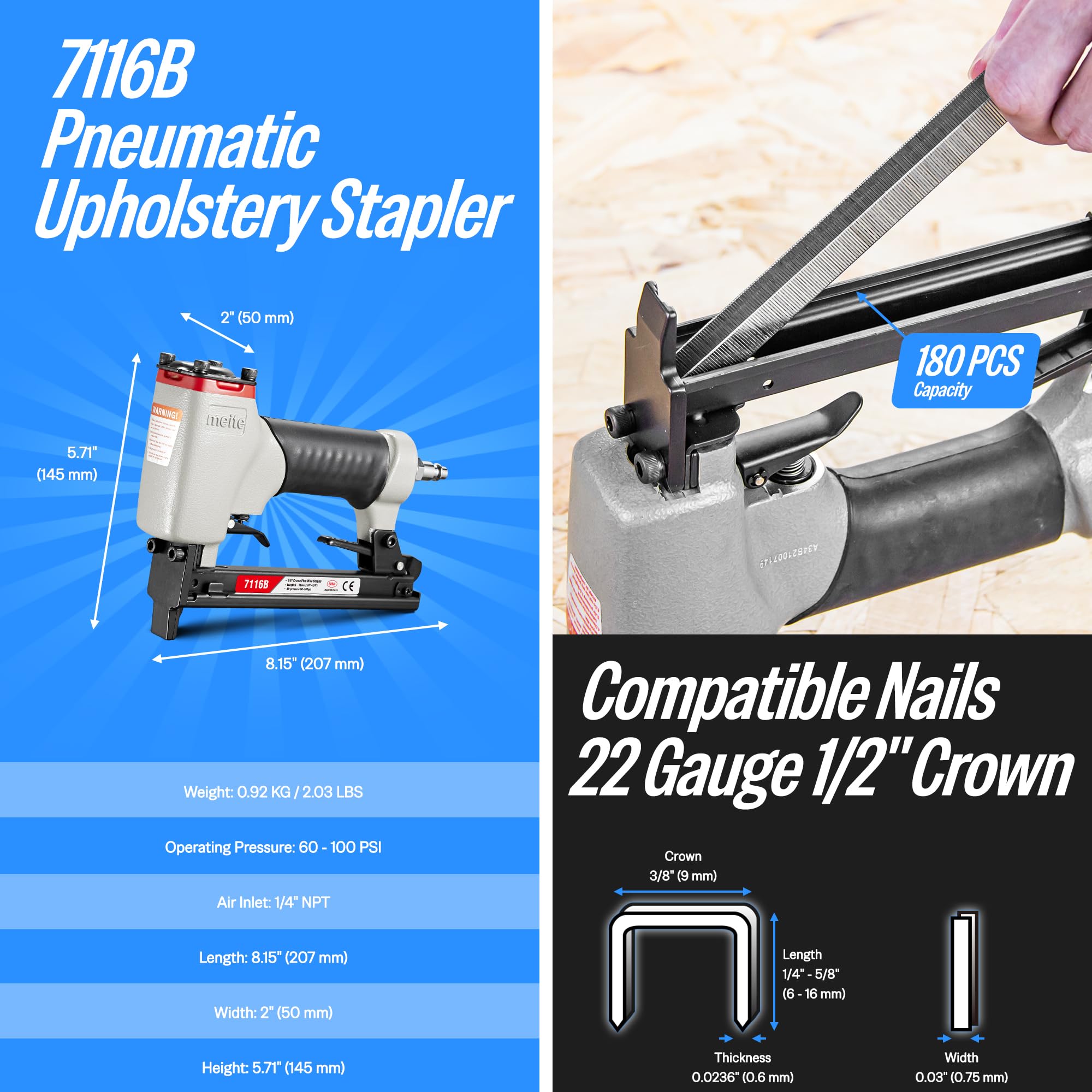 meite 7116B Pneumatic Upholstery Stapler - Buy Now -2