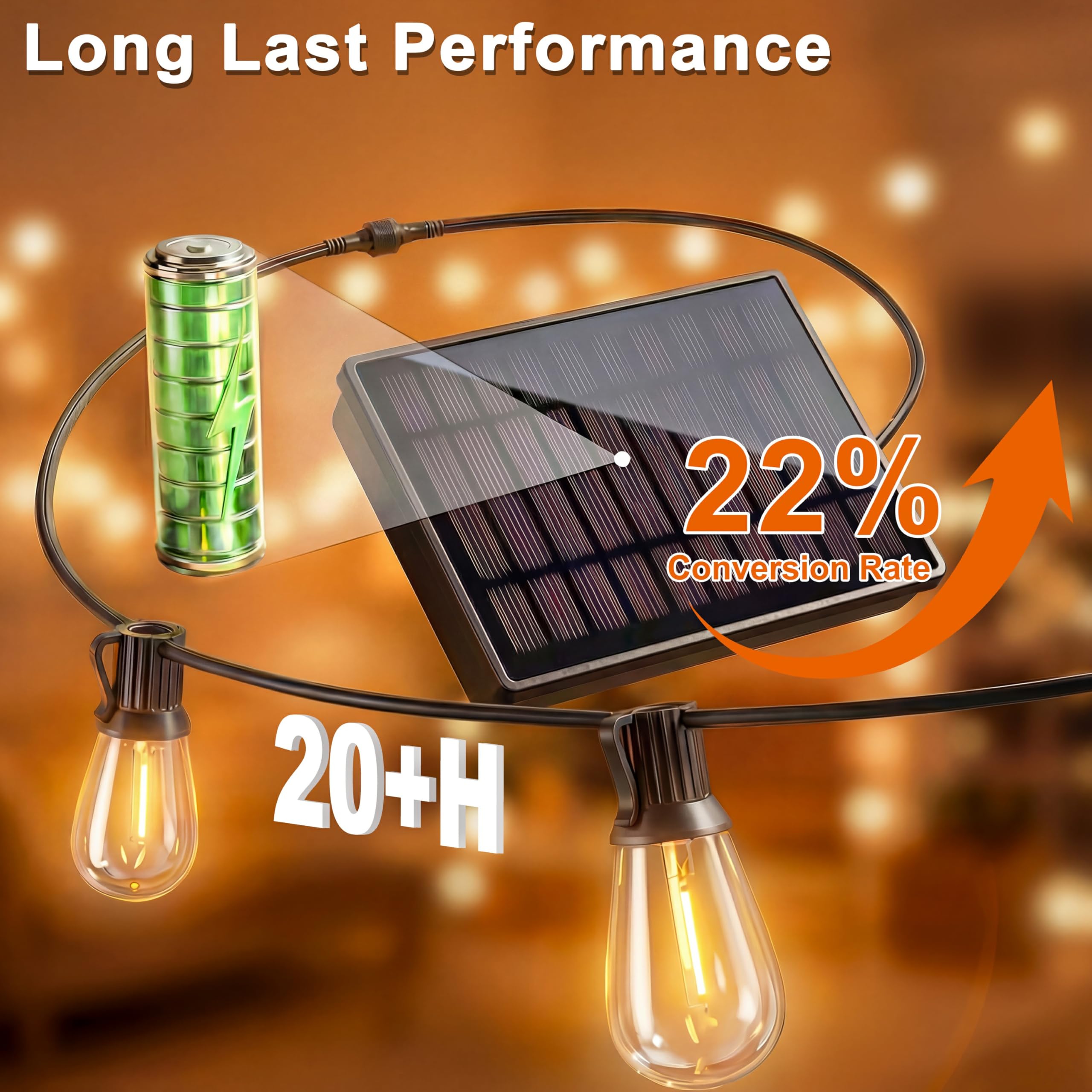 Solar Lichterkette Outdoor, 17m LED Lichterkette Solar Außen Wetterfest Mit Fernbedienung & 25+1 S11 LEDs, IP65 Wasserdicht Solarlichterkette Aussen Für Garten, Terrasse, Balkon, Hochzeit | 【30M LED-Lichterkette】 Netzteil für Gartenbeleuchtung mit 30m Ges
