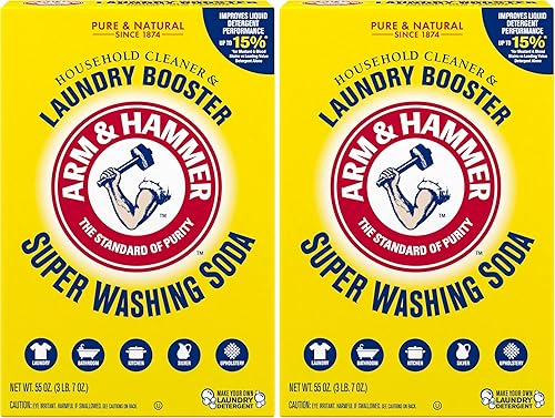 Miniatura 17 de ARM & HAMMER Washing Soda - Detergente en polvo y carbonato de sodio para lavado de ropa, neutralizador de olores