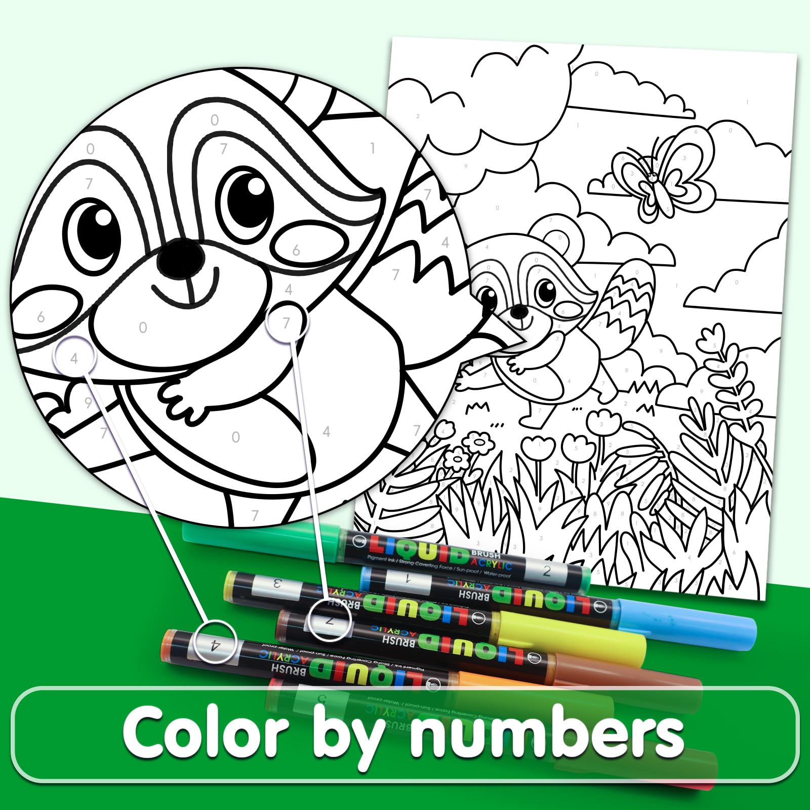 SNEILJOY 3 paquetes de pintura por números para niños, kit de pintura al óleo acrílica por números en lienzo, pintura de dibujo para decoración del hogar