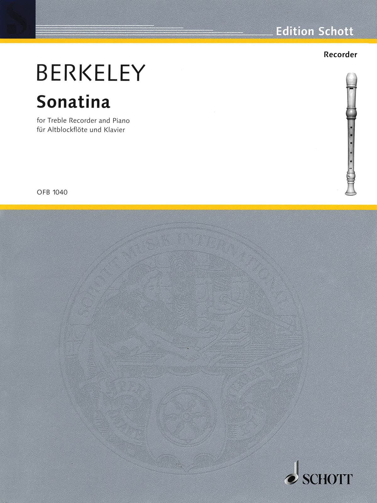 Sonatina op.13 - for treble recorder or flute and piano - treble recorder (or flute) and piano - advanced - (sheet music) - (OFB 1040)