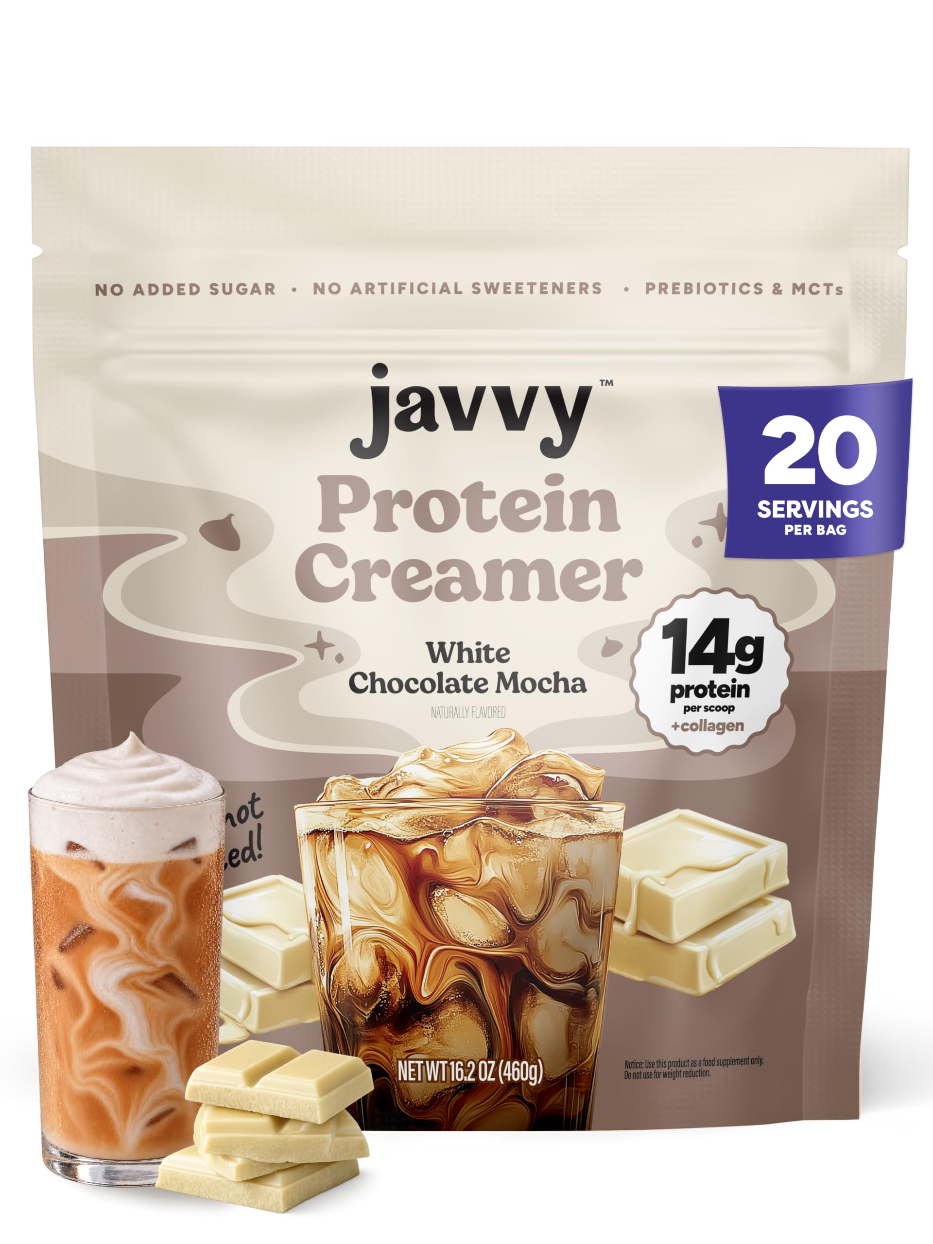 Javvy Protein Coffee Creamer, White Chocolate Mocha, Dairy-Based