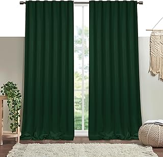 Forest Green Solid Panel Curtains, 84 Inches Long, Set of 2, 100% Cotton...