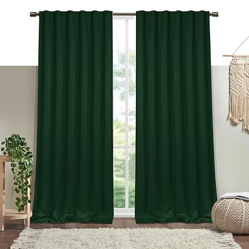 Forest Green Solid Panel Curtains, 63 Inches Long, Set of