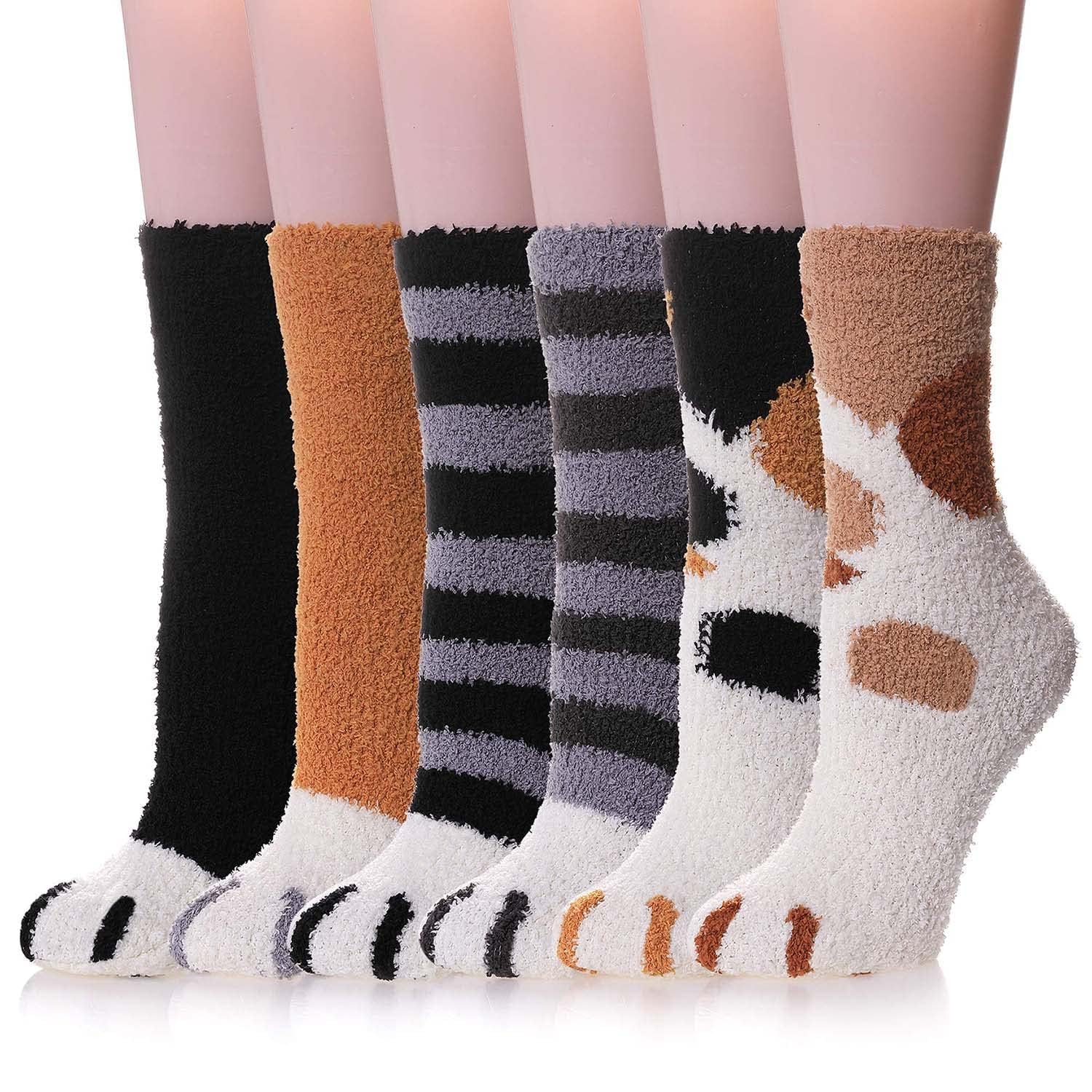 – Women Warm Super Soft Socks, 6 Pairs Animal Designe Microfiber Slipper Socks, Casual Home Sleeping Fuzzy Cozy Sock, Cozy Slipper Cute Cat Claw Soft for Womens Indoor Warm Fuzzy Sleeping Socks