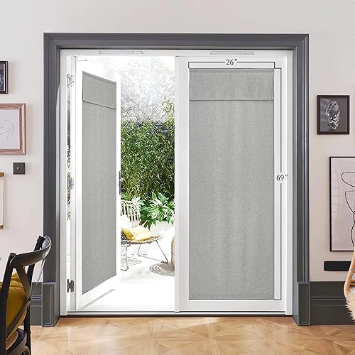 Miniatura 8 de RYB HOME Persianas de puerta francesa para oscurecer la habitación, persianas de lino Nautre para ventana, cortinas de puerta Tricia con aislamiento