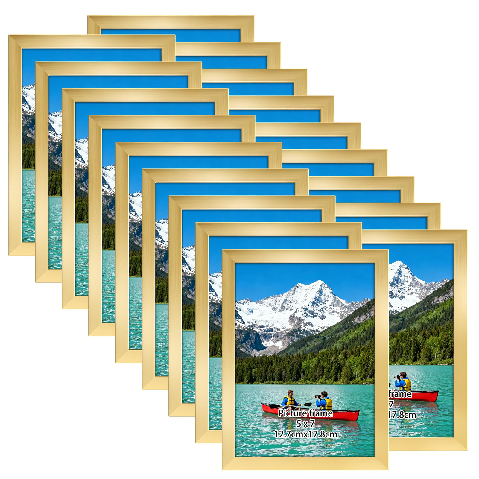 Giftgarden 5x7 Picture Frame Set of 18, Lightweight 5 by 7 Frames Bulk for Gallery, Office, Living room Wall Photo Hanging and Tabletop Display, Gold