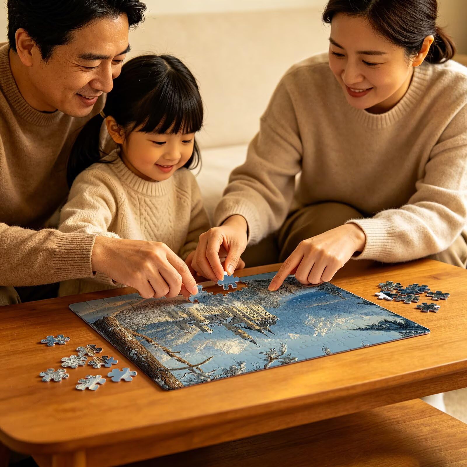 Puzzle 4000 elementów, puzzle 4000 elementów dla dorosłych, trudne puzzle, druk w wysokiej rozdzielczości i jasne kolory, drewniane puzzle drzewo śnieżna scena z wykwintnym pudełkiem do pakowania W3H