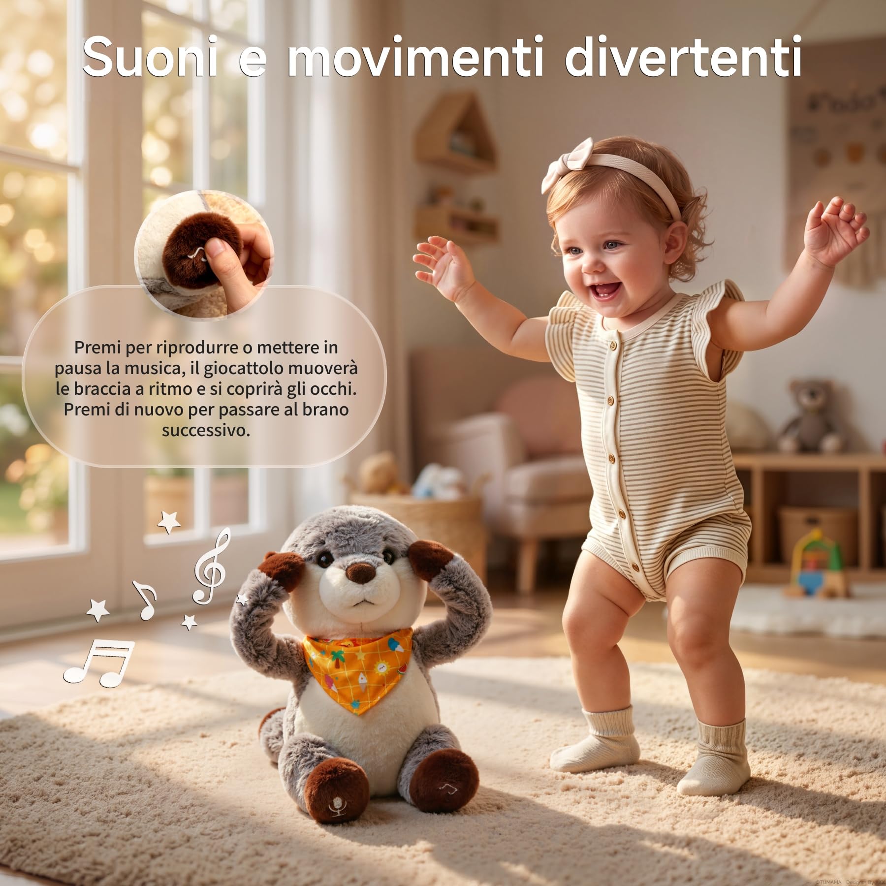 TUMAMA KIDS Giocattolo Interattivo a Forma di Lontre Cantano e Parla