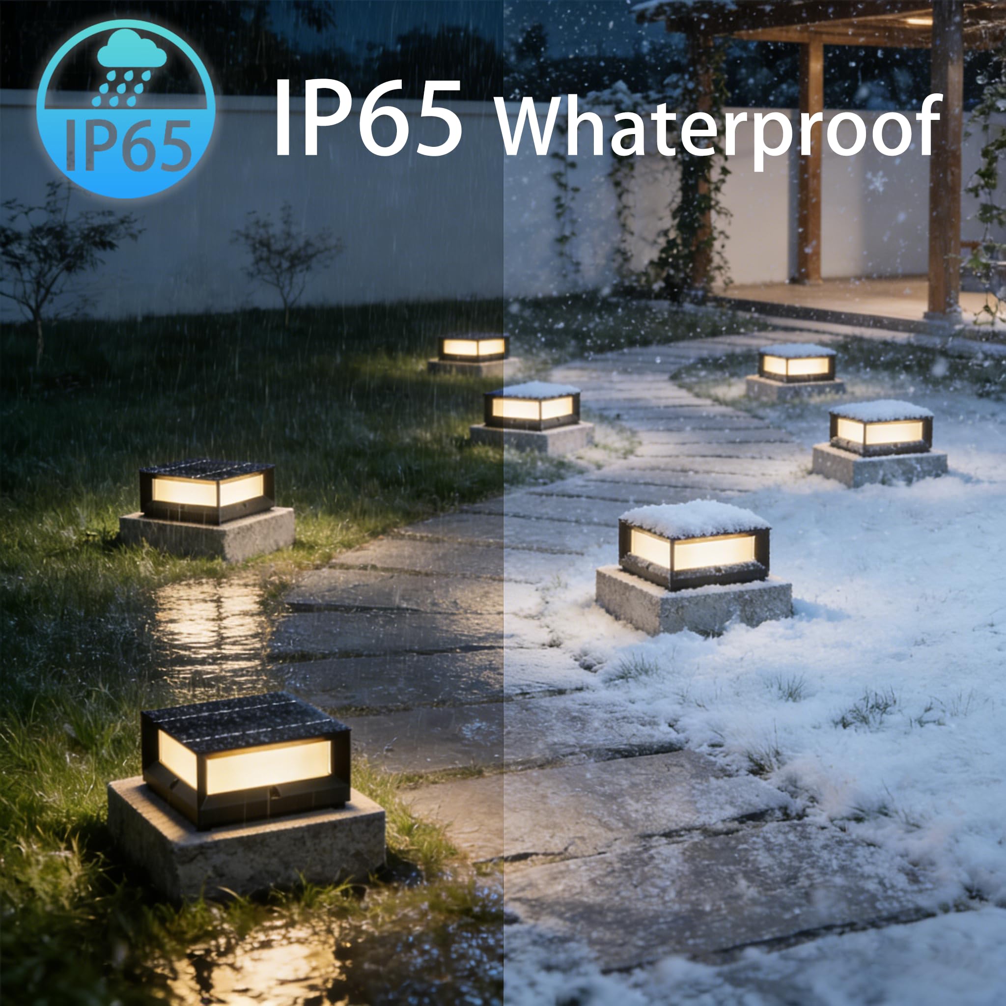 Sockelleuchte Außen Solar, LED Solar Wegeleuchte für Außen, IP65 Wasserdicht Solarleuchten Garten - Warmweiße - Pollerleuchte Gartenlampe aus Aluguss In Schwarz