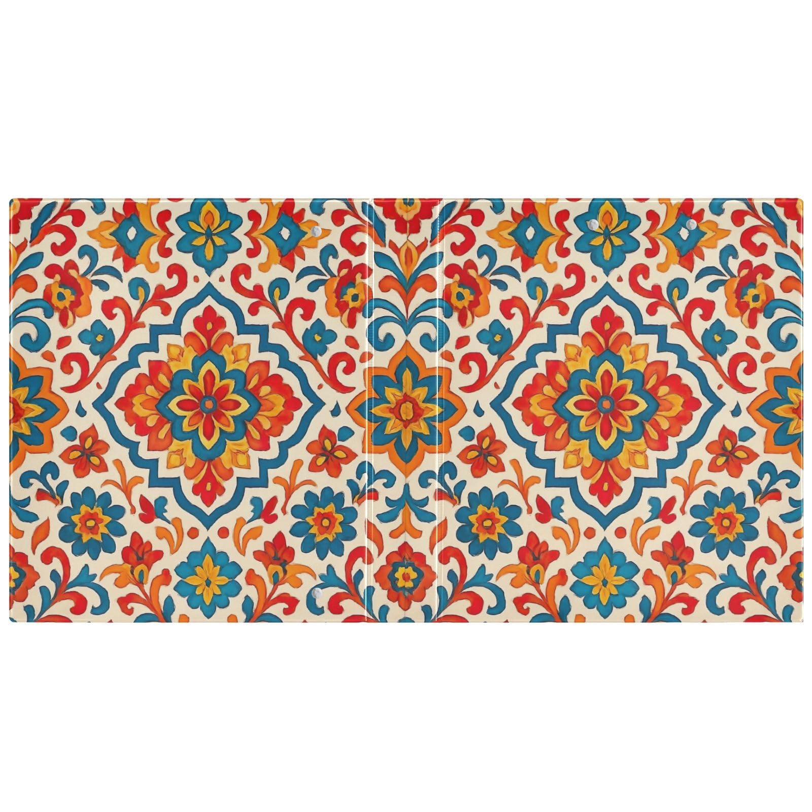 Carpeta floral española naranja de tres anillos de 1.5 pulgadas, carpeta de anillos en D, paquete de 2 | Con portapapeles y bolsillos, para escuela, universidad, oficina