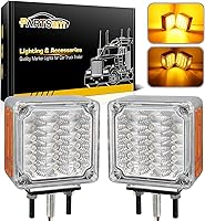 Vista 8 de Partsam Luces LED de Pedestal Ámbar/Ámbar de Doble Cara 39 Luces LED de Señal de Giro Montaje con Perno Luces de Guardabarros Luces Laterales