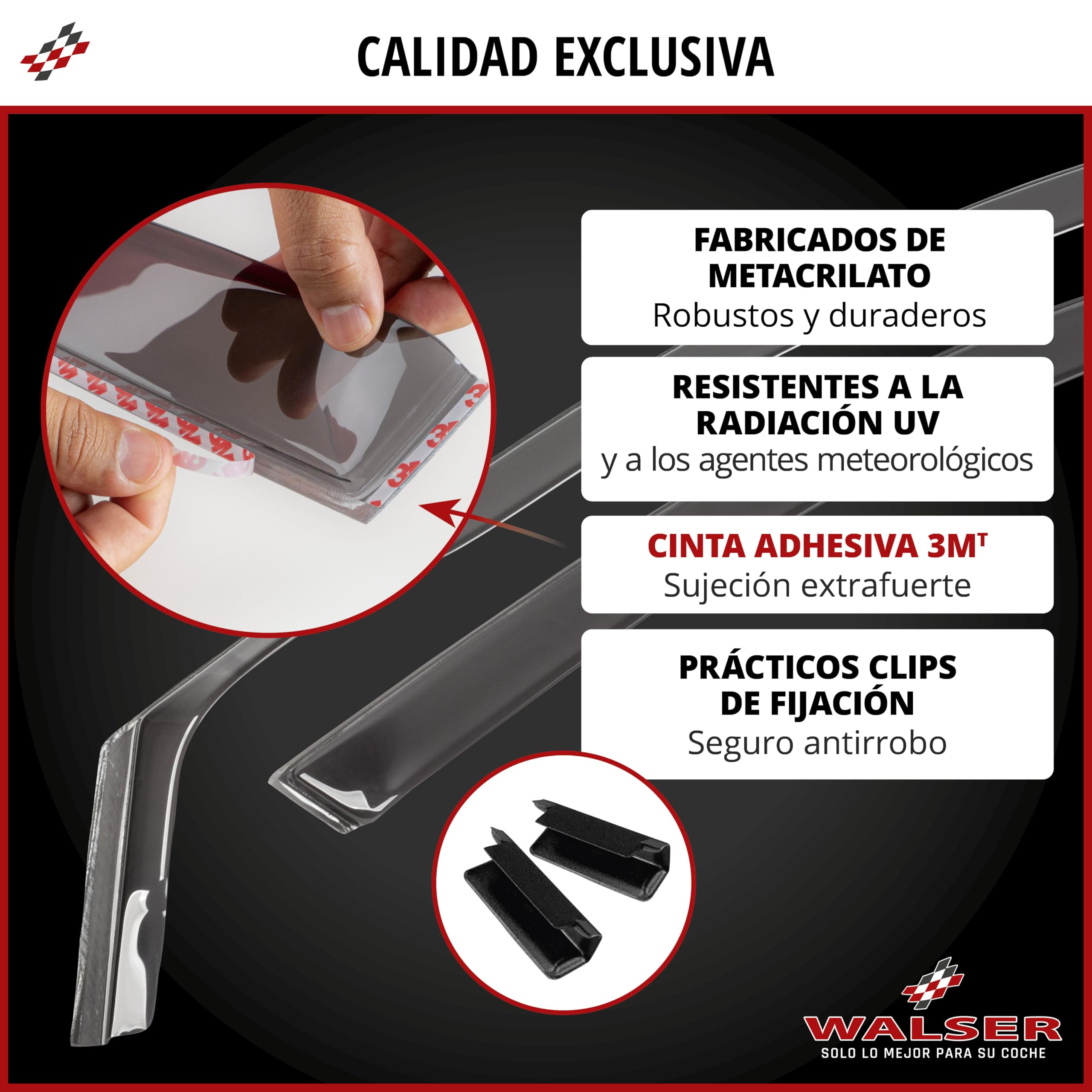 WALSER deflector de viento compatible con Porsche Cayenne (9PA) 09/2002-12/2010, VW Touareg 10/2002-01/2013