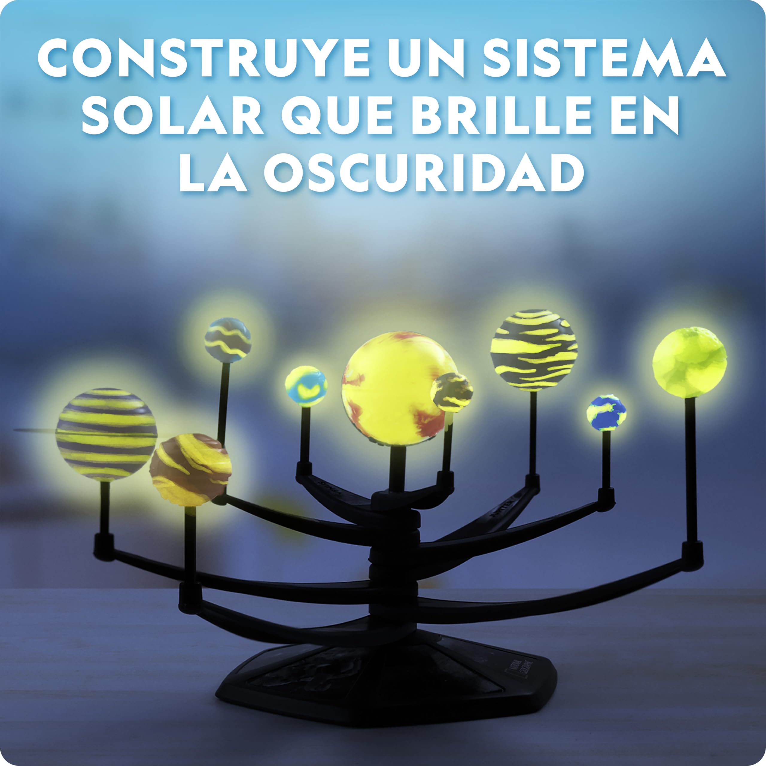 National Geographic Modelo de Sistema Solar Que Brilla en la Oscuridad para Niños – Construye y Pinta un Modelo 3D con Brazos Móviles, Proyecto CTIM para Niños de 8-12 Años