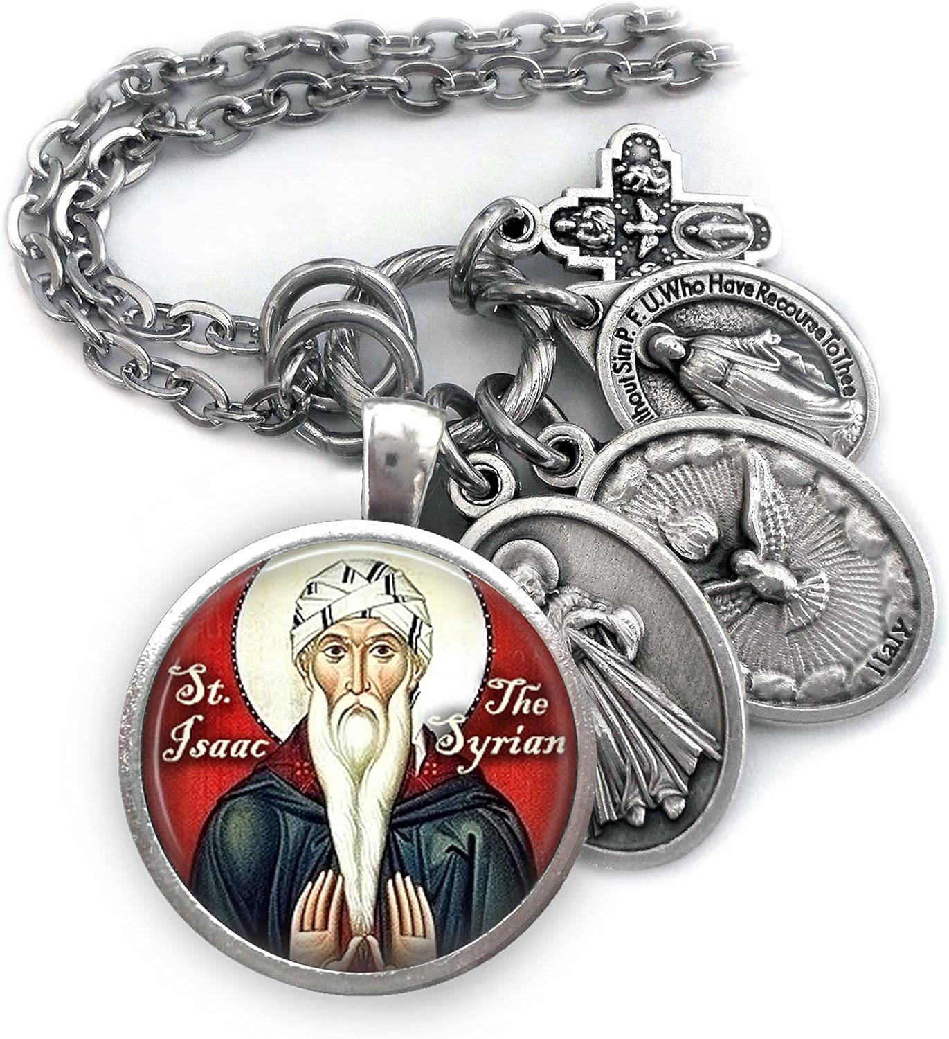 St. Isaac The Syrian Keychain, Necklace or Clip, Patron Saint Jewelry, Confirmation Gift