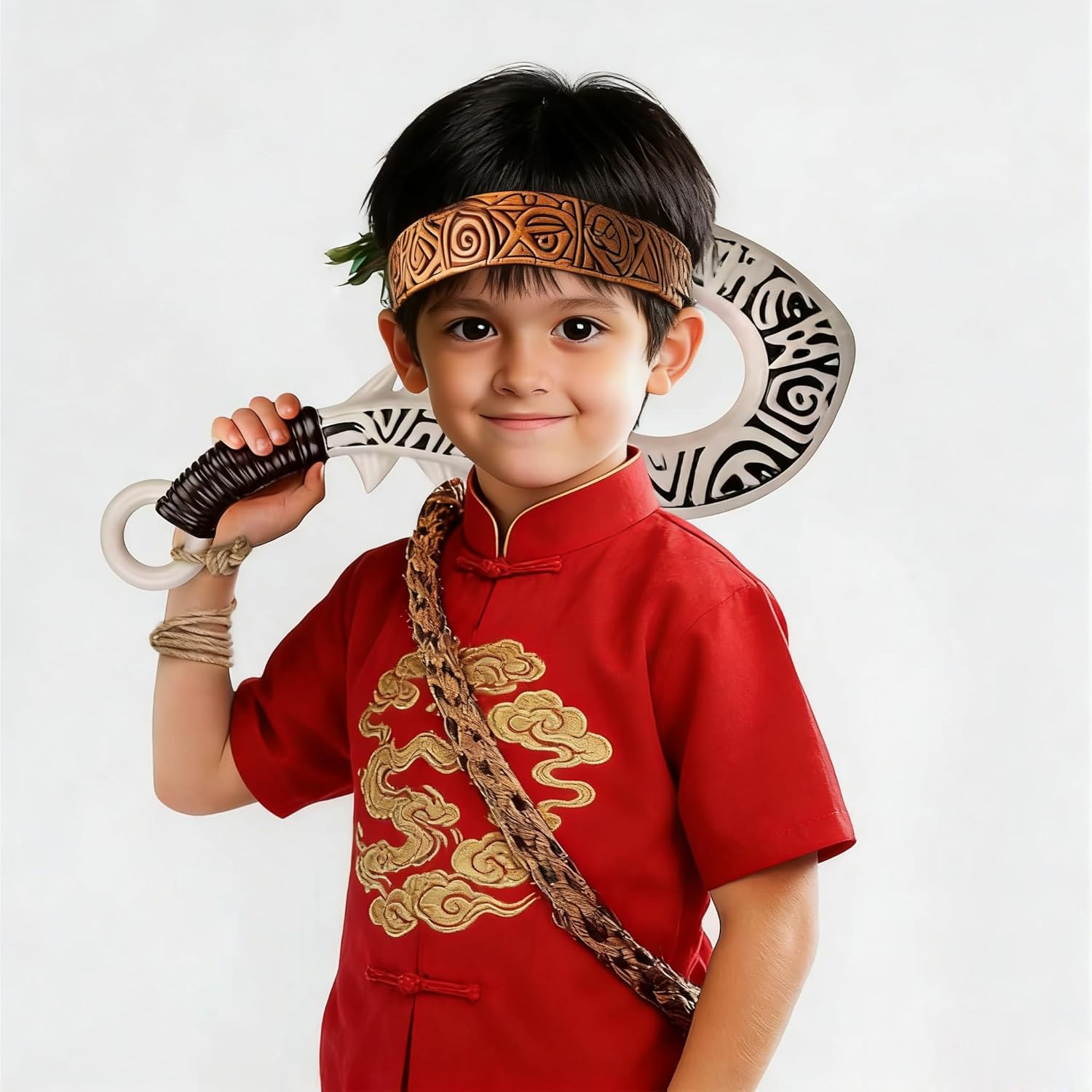 The Polynesian Demigod Maui-Inspired Cosplay Samll Fish Hook Props Engraved Hawaii Tribal Design (Ivory White)