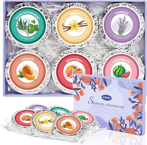 Vaporizadores de ducha de aromaterapia, paquete de 6 bombas orgánicas de ducha para mujeres, madres y hombres, tabletas de ducha con aceites