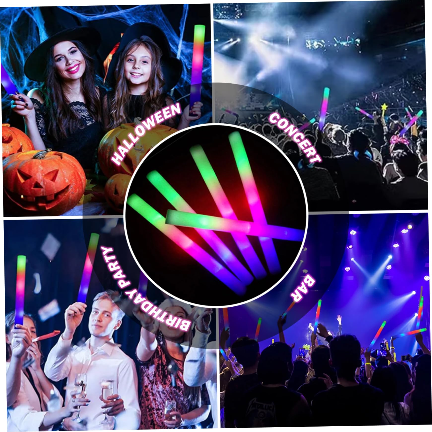 Sticks 10 Uds. Palos iluminados de espuma, 3 modos, luz LED intermitente colorida que brilla en la oscuridad, recuerdos de fiesta para eventos, fiestas, bodas, conciertos.