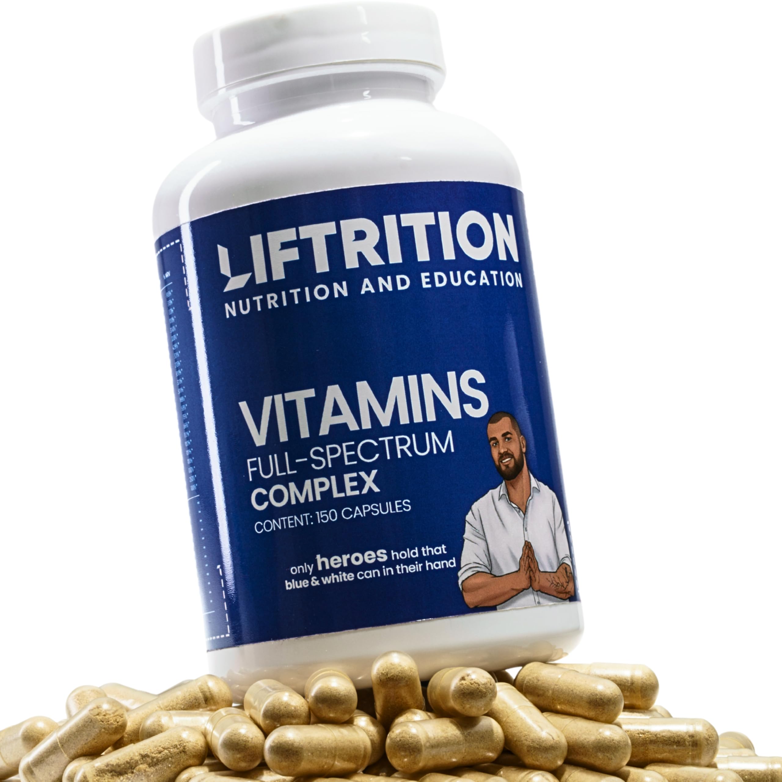 Liftrition Elite Multivitamin Kapseln – Mikronährstoff-Komplex – 150 St. | Mikronährstoffe für Alltag, Sport & Fitness. Magnesiumbisglycinat, Zink, Q10 und OPC. Vegan & hergestellt in Bayern