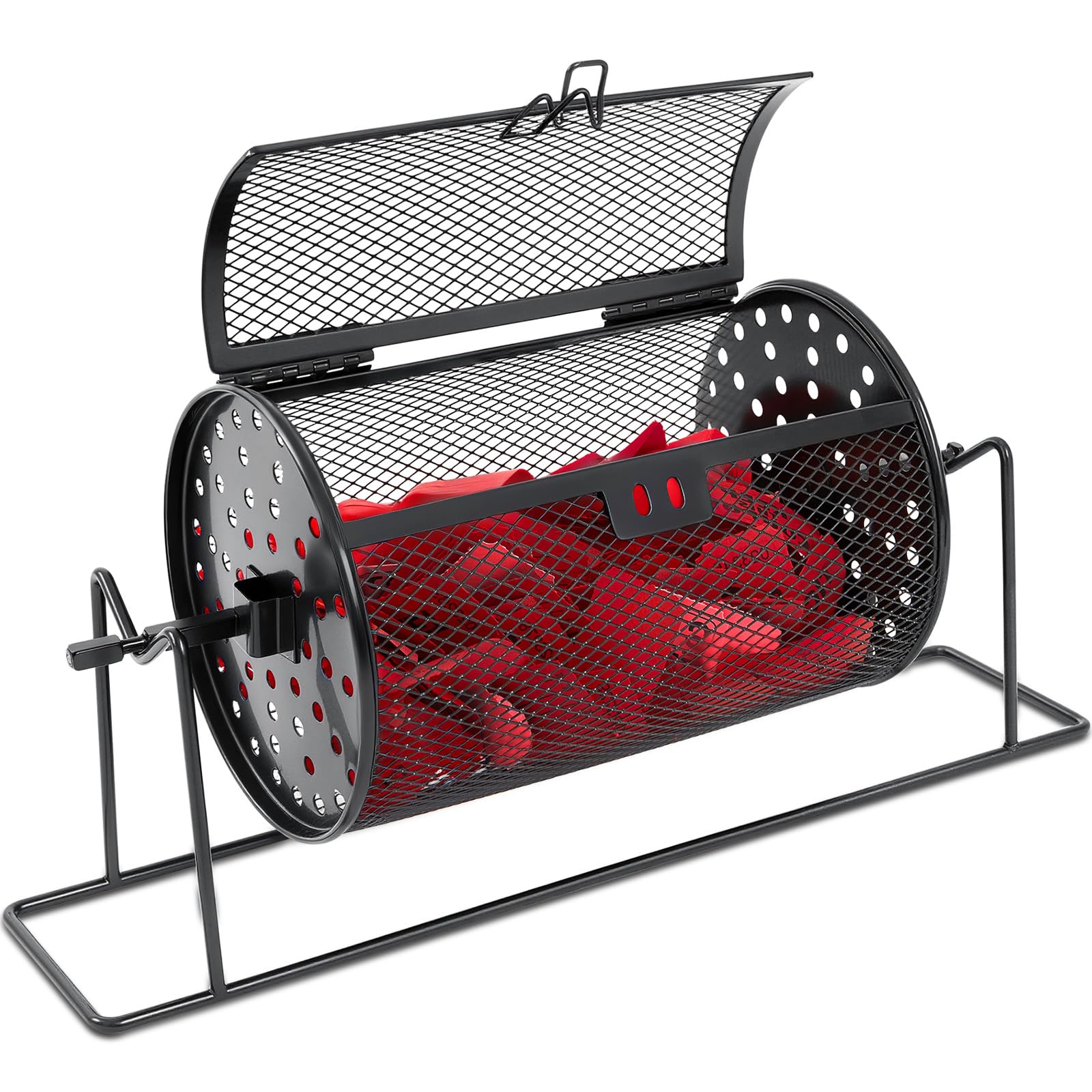 Teenyyou 7.09" X 4.72" Small Raffle Drum Upgraded Ticket Spinner Holds 600 Tickets Raffle Wheel Spinner with Stand Drum Cage for Games Events (Red) — image 1
