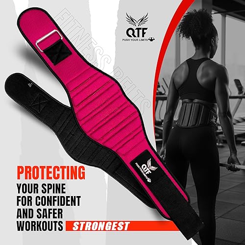 Miniatura 7 de QTF Cinturón de neopreno para levantamiento de pesas, ajustable de 6 pulgadas, soporte de gimnasio para estabilidad y apoyo lumbar, cinturón de