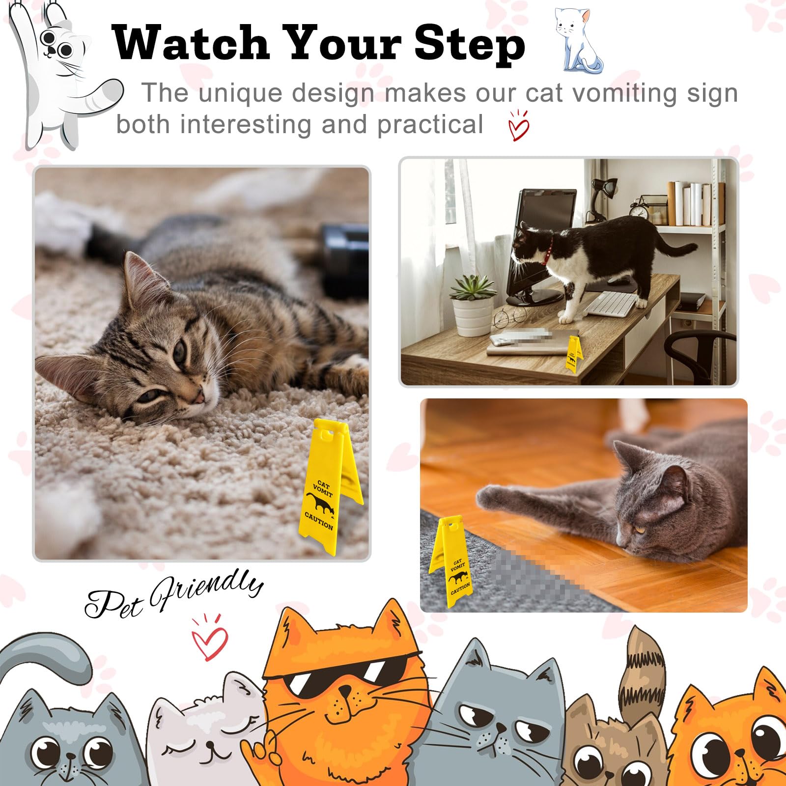 Mini Cat Vomit Sign - Perfect Gag Gift for Cat Lovers and Humor Enthusiasts(Cat Vomit Sign)