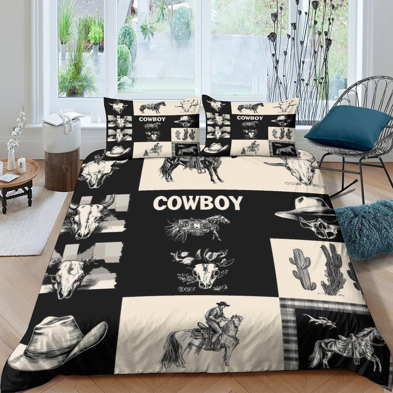 Ctjqhvkz Style-5 3D Printed Cowboy Western Fitted Sheet Microfiber Soft Decor Rodeo Horse Bed Cover For Bedroom Guest Room Single（135X200cm）
