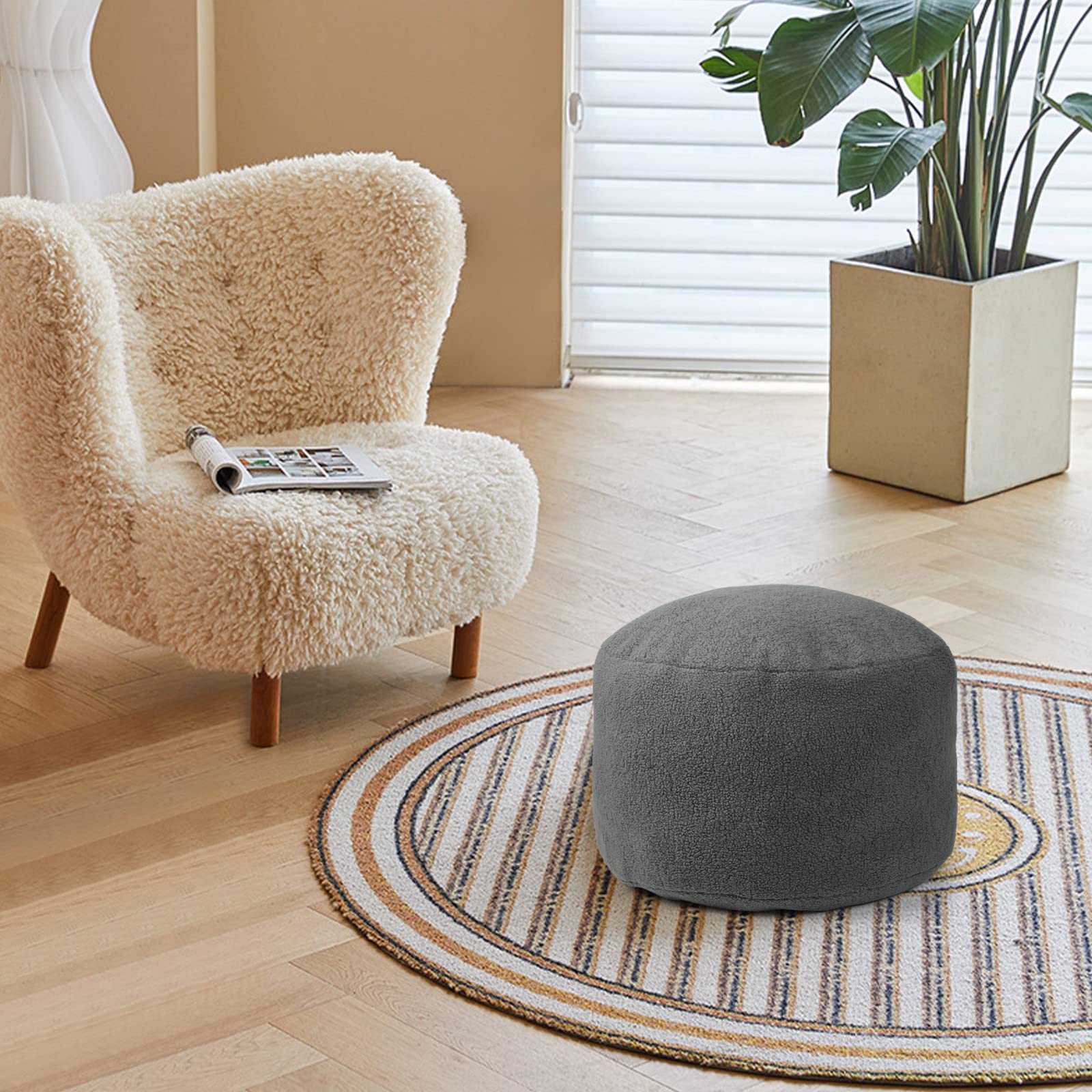 IDEE PUFF cover gray ♡ Amazon.com: idee-home Unstuffed Pouf Ottoman Cover, Bean Bag