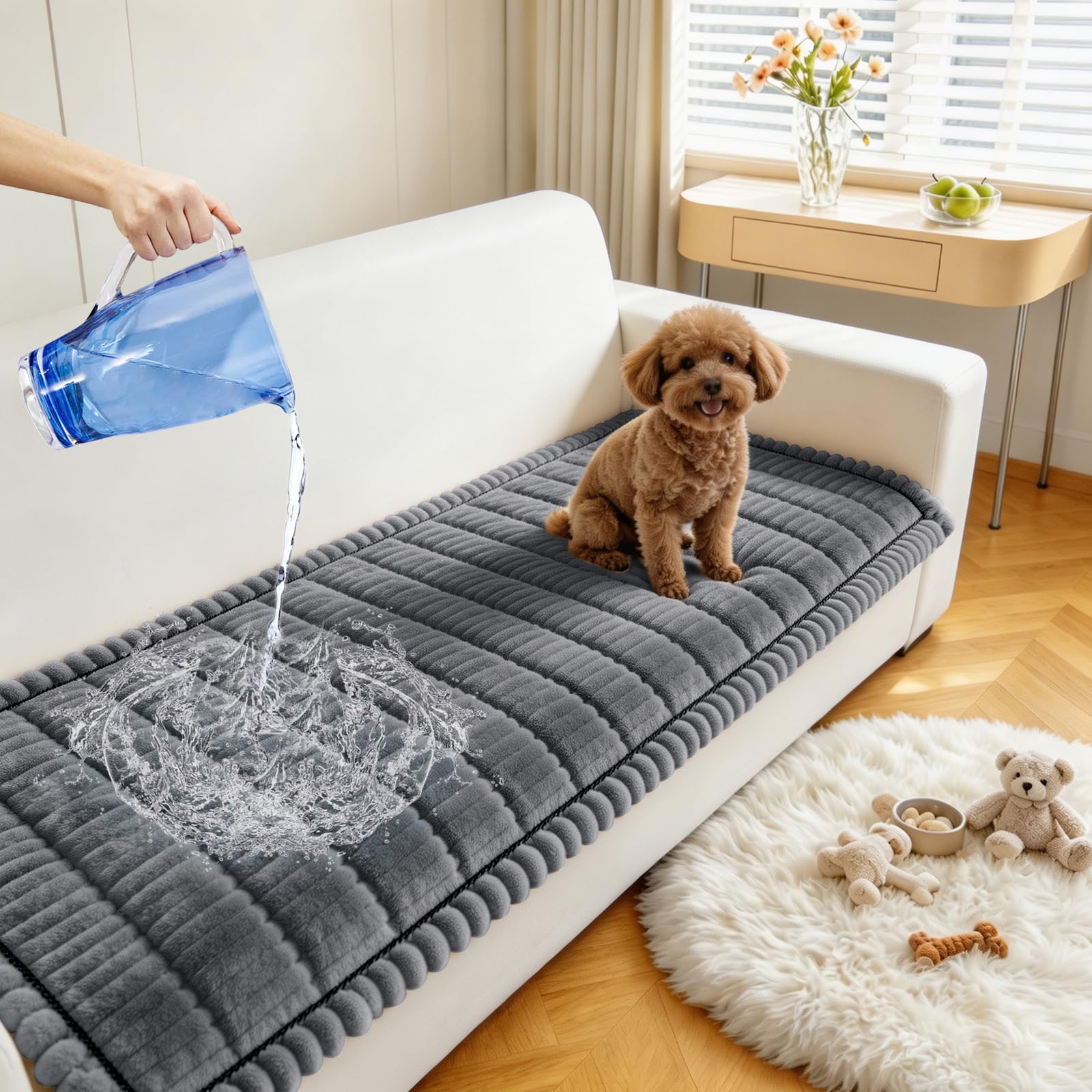 QURJEFZ Waterproof Slumber Paws Sofa Covers (Dark Gray,80×80cm)
