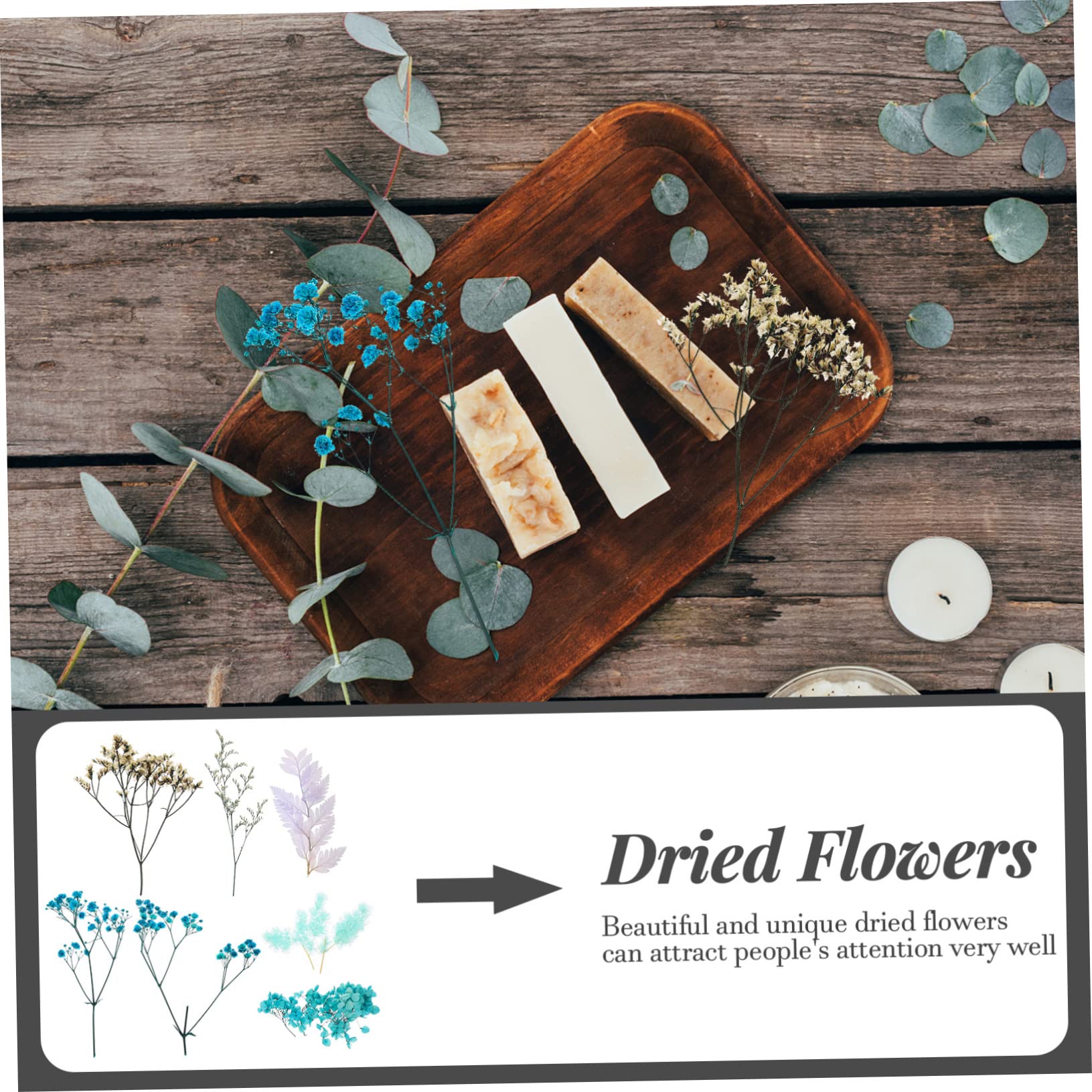 Alipis 5 Set Pacchetto di Materiale per Fiori secchi Arredamento Ortensia Fiori secchi pressati Floreale peonie goffratura Decora Fiori pressati di San Fai da Te Blue