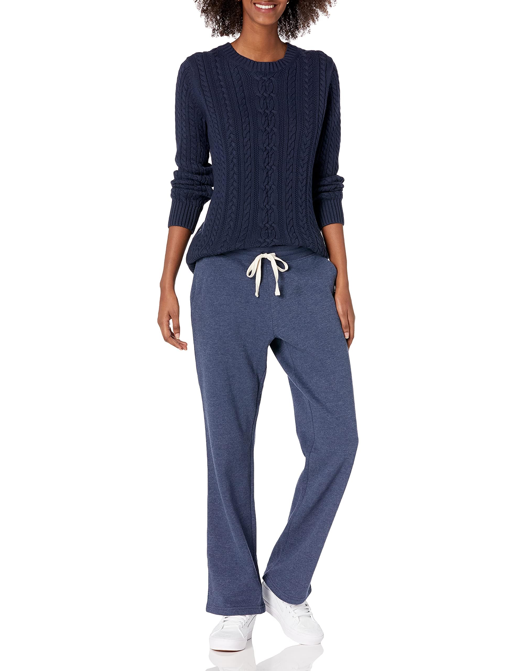 Amazon Essentials Maglione da Pescatore A Girocollo A Coste A Manica Lunga (Disponibile in Taglie Forti) Donna