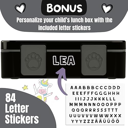 Miniatura 6 de BEARFOOT Lonchera infantil con compartimentos, compacta y ligera, a prueba de fugas, sin BPA, apta para lavavajillas y microondas, diseño dibujado a